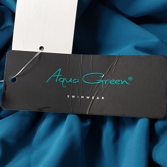 UPF 50 Double Strap Asymmetrical One Piece Swimsuit | Aqua Green | Medium - Picture 7 of 10